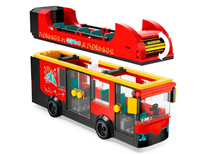 Set lodër LEGO City Red Double Decker Coach 60407, 384 pjesë, për fëmijë 7 plus, shumëngjyrësh