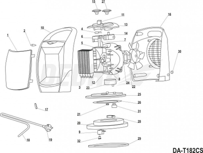 Kapak ventilatori Descon DA-T182CS, pjesë origjinale #05, plastik, i zi