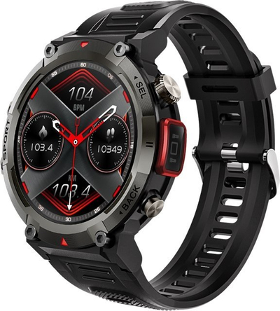 Smartwatch Veltori VT140-1, ekran 1.45\", Bluetooth 5.0, me rrip silikoni të zi