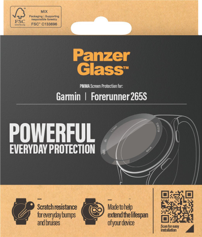 Mbrojtës ekrani PanzerGlass PMMA për Garmin Forerunner 265S, i fortë kundër gërvishtjeve, transparent