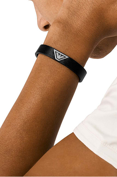 Byzylyk për meshkuj Emporio Armani EGS3128040, i zi/ i argjendtë