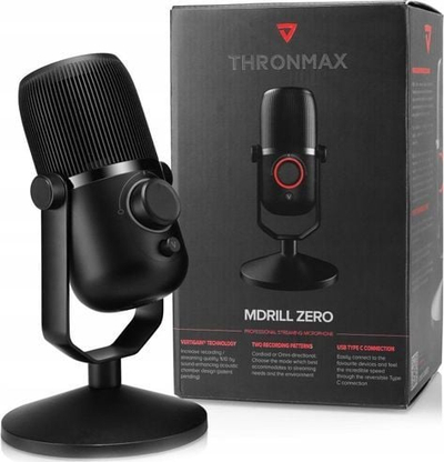 Mikrofon Thronmax M4, USB Type C, me dalje për kufje 3.5 mm, i zi