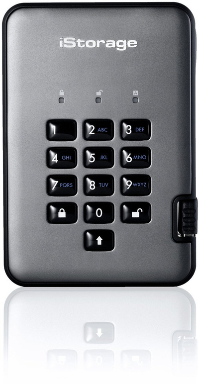 Hard disk i jashtëm iStorage DiskAshur PRO2, 4TB, USB 3.2, XTS AES 256 bit, i zi