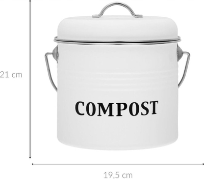 Kosh komposti Kitchen Craft, 3.5L, me kapak me filtër, i bardhë