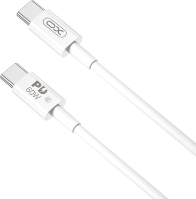 Kabllo karikimi XO PD60W, USB-C në USB-C, 1m, e bardhë