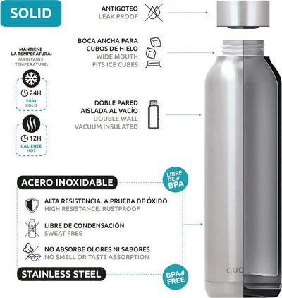 Shishe uji Quokka Solid Rock, çelik inox, 510 ml, blu mermeri