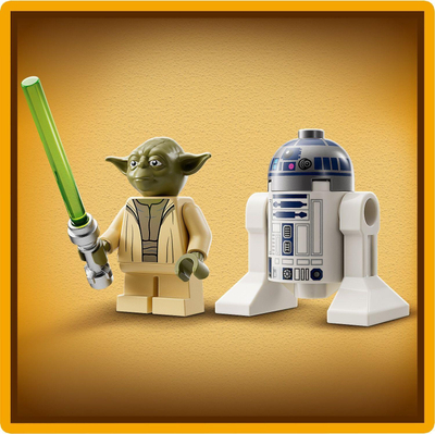 Set LEGO Star Wars Yodas Jedi Starfighter 75360, anije për ndërtim, jeshile gri