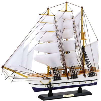 Model dekorativ anije velash Confection Frigate, 49x43cm, dru, e bardhë