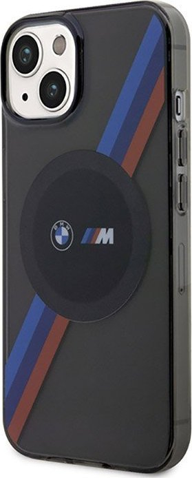 Mbrojtëse telefoni BMW Tricolor Stripes MagSafe për iPhone 14, TPU PC, e zezë