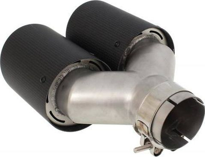 Maje marmite MTuning Double Muffler Tip 2x101mm, hyrje 63mm, karbon, e zezë