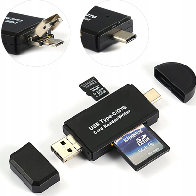 Lexues kartash Unbranded, USB dhe USB Type C, SD dhe microSD, gri