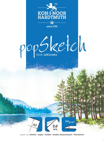 Bllok skicash KOH-I-NOOR Pop Sketch, A3, 20 fletë, 110g/m²