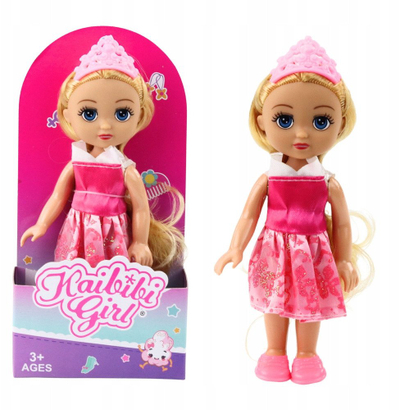 Kukull Mini Princeshë, 17 cm, me fustan edhe kurorë, shumëngjyrëshe