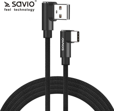 Kabllo USB Savio CL-164, USB A në USB C, 2 m, e zezë