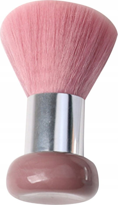 Furçë pudre për make up, qime sintetike të buta, dorezë kompakte, rozë nude