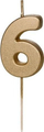 Qiri ditlindje Birthday Candle, numri 6, 4.5cm, ngjyrë ari