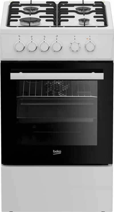 Shporet Beko FSE52029DWD, 50cm, 4 vatra gazi, furre elektrike, i bardhë