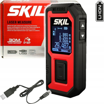 Matës lazer distance Skil 1930 AA, 30 m, bateri Li-Ion 3.7V, i kuq me të zi