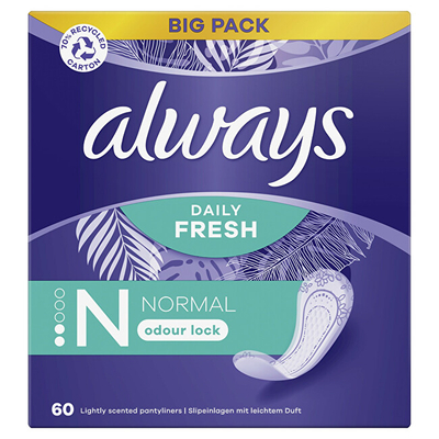 Peceta higjienike ditore Always Dailies Normal Fresh & Protect, paketim 60 copë, aromë e freskët