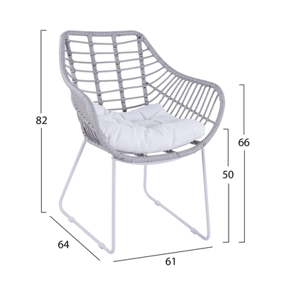 Karrige metalike Wicker (HM5300.02), bardhë/ gri
