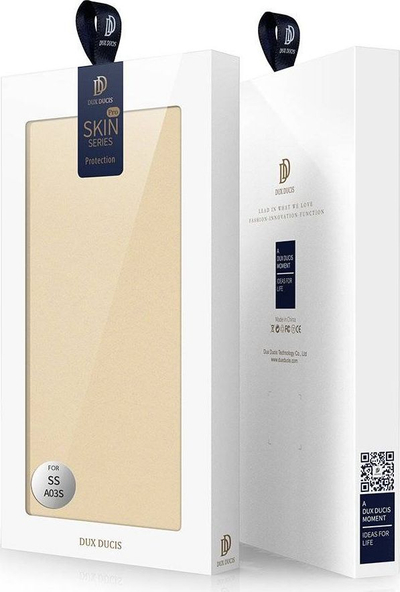 Mbulesë Dux Ducis Skin Pro për Samsung Galaxy A03s, me kapak, kthehet në qëndrim, ngjyrë ari