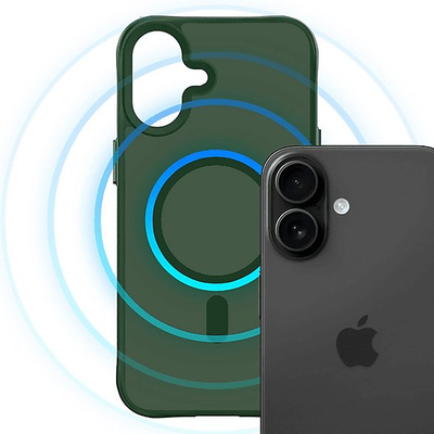 Mbrojtëse telefoni 3MK Smoke MagCase për iPhone 16, MagSafe, gjysmë transparente, e gjelbër e errët