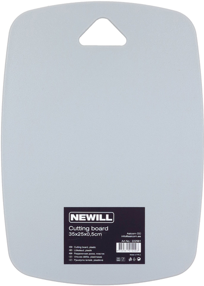 Dërrasë prerëse Newill 24222561, plastike, 35 x 25 cm, gri e çelët