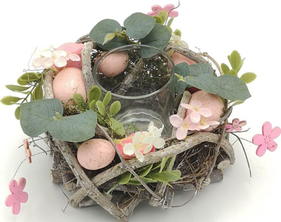 Mbajtëse dekorative për qirinj Saska Easter, 16 cm, për qiri tea light, rozë