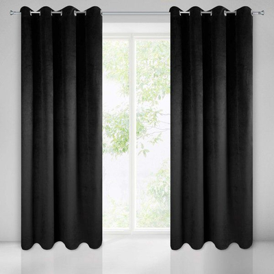 Perde kadife me unaza Pierre Cardin MyBestHome, 140x250 cm, e zezë