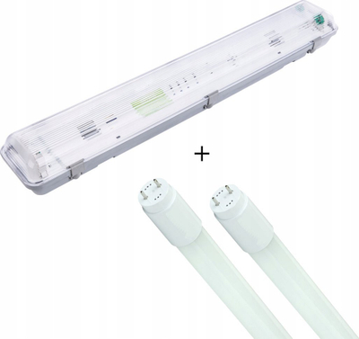 Llampë hermetike Volteno VO2814, 2x LED T8 60cm 20W, IP65, gri