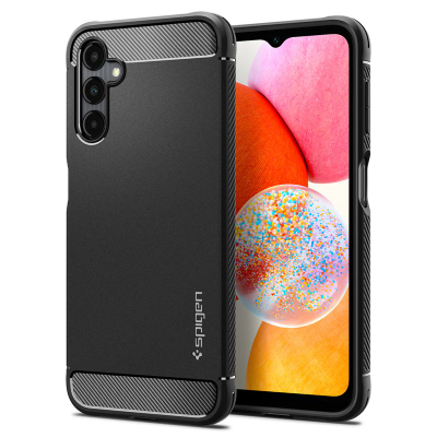 Mbrojtëse për celular Samsung Galaxy A14 LTE Spigen Rugged Armor, e zezë