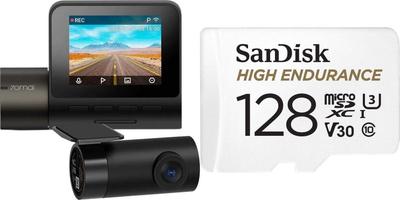 Kамера за автомобил 70mai A200 HDR сет, Full HD, задна камера RC11, 128GB, црна