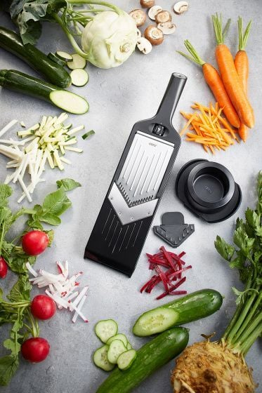 Prerëse perimesh Gefu Julienne V-Slicer Violi 2.0, 5 nivele trashësie, me mbrojtës për duart