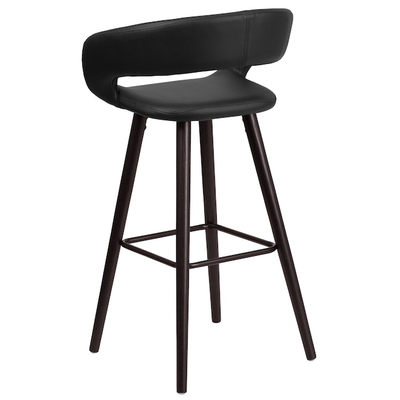 Stol bari Flash Furniture, 75cm, lëkurë sintetike, i zi