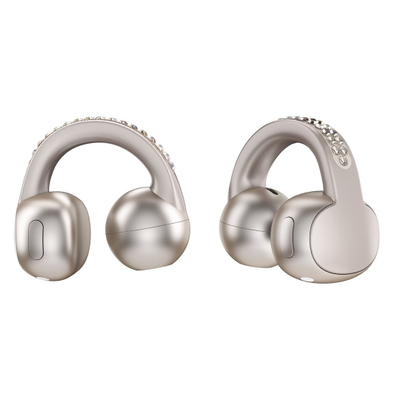 Kufje wireless Motorola Moto Buds Loop, Bluetooth, me kapse rreth veshit open ear, bezhë me kristale Swarovski
