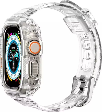Rrip ore inteligjente Spigen Rugged Armor Pro për Apple Watch Ultra 49mm, TPU, Crystal Clear, transparent