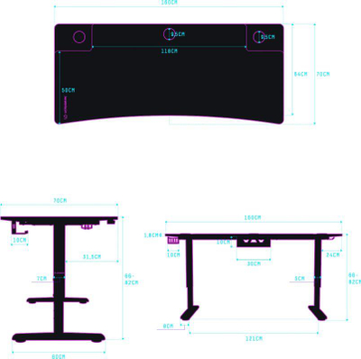 Tavolinë kompjuteri Biurko Ultradesk Cruiser 160X70, e kuqe