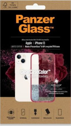 Maskë PanzerGlass ClearCaseColor Limited Edition për iPhone 13, TPU i riciklu, e tejdukshme, ngjyrë luleshtrydhe