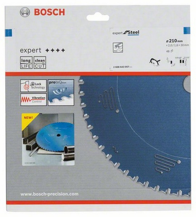 Teh sharrë rrethore Bosch Expert for Steel 2608643057, 210mm, 48 dhëmbë, gri
