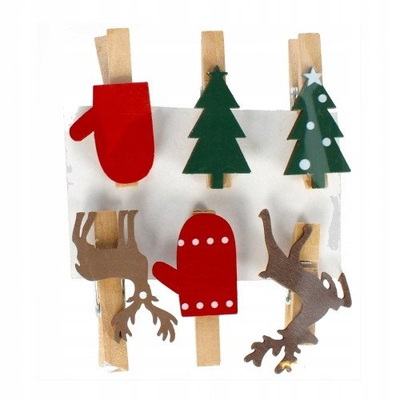 Kapëse dekorative për Krishtlindje Craft with Fun Christmas Clips, set, shumëngjyrëshe