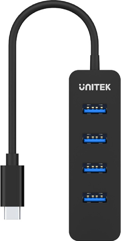 Hub USB Unitek H1117, USB C në 4x USB A 3.1, 5 Gbit/s, i zi