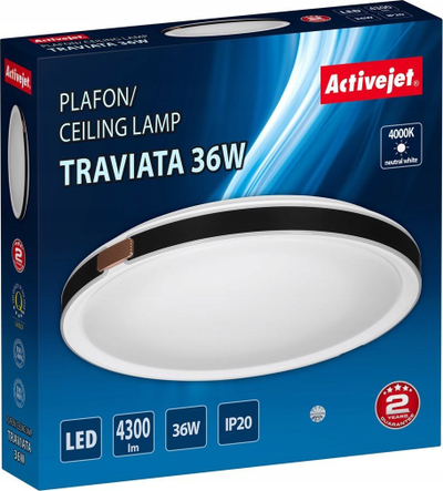 Llampë tavani LED Activejet AJE TRAVIATA, 36W, 4300lm, e bardhë