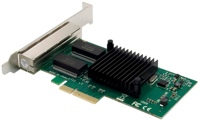 Kartë rrjeti Microconnect I350-T4, PCIe X4, 4 porta, e gjelbër