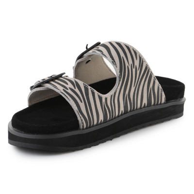 Sandale D.FRANKLIN Nordic Sandal Buckle Zebra, me platformë, të zeza me print zebra