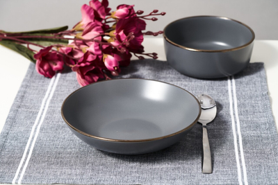 Set pjatash të thella Heinner Calypso, 6 copë, 20 cm, qeramike, të zeza