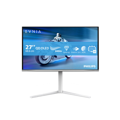 Monitor gaming Philips Evnia 6000 27M2N6501L, 26.5\", 240Hz, QHD QD OLED, i bardhë