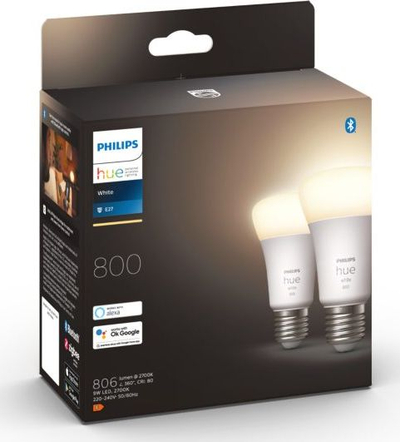 Set llamba të zgjuara Philips Hue E27, 9W, Bluetooth, dritë e bardhë
