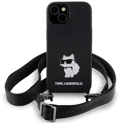 Mbrojtëse telefoni Karl Lagerfeld KLHCP15SSCBSCNK, për iPhone 15 6.1", silikon, e zezë