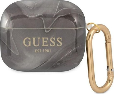 Заштитна навлака Guess GUA3UNMK Marble Collection за AirPods 3, TPU, темно сива