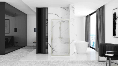 Kabinë dushi Rapid Wall Chrome 90, xham 6mm, derë me hapje rrotulluese, krom